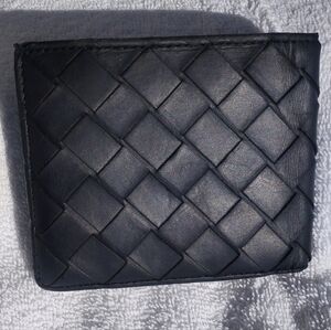 Vtg Bottega Veneta Intrecciato Bifold Wallet Archival Black Italian Leather 🇮🇹